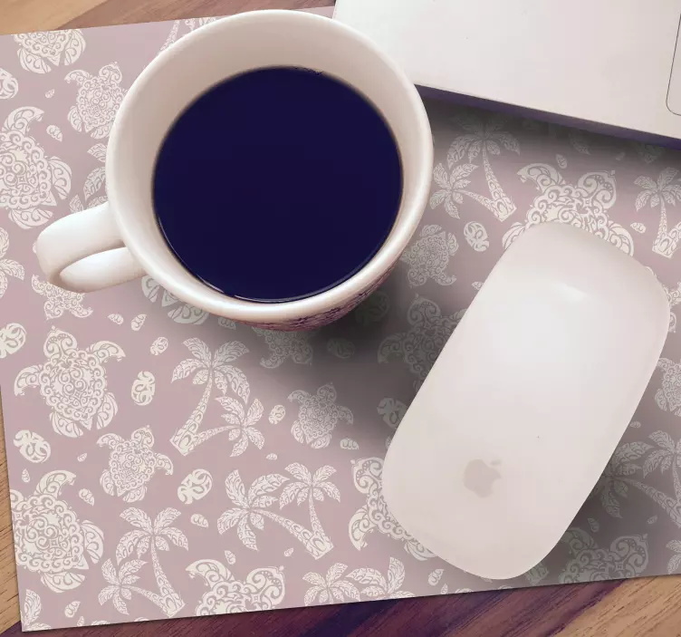 Tappetino mouse con motivi e texture tartaruga e palma - TenStickers