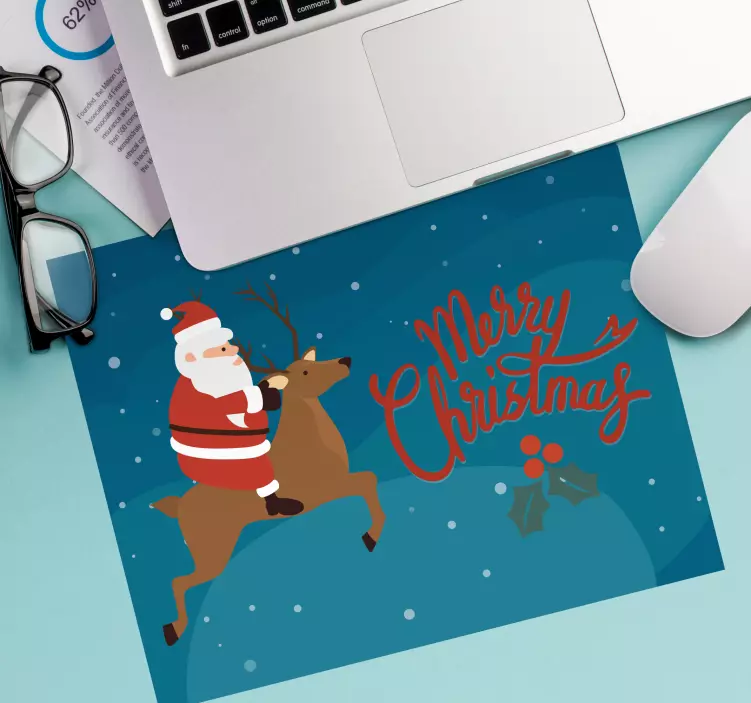 Tappetino mouse di natale babbo natale su renna - TenStickers