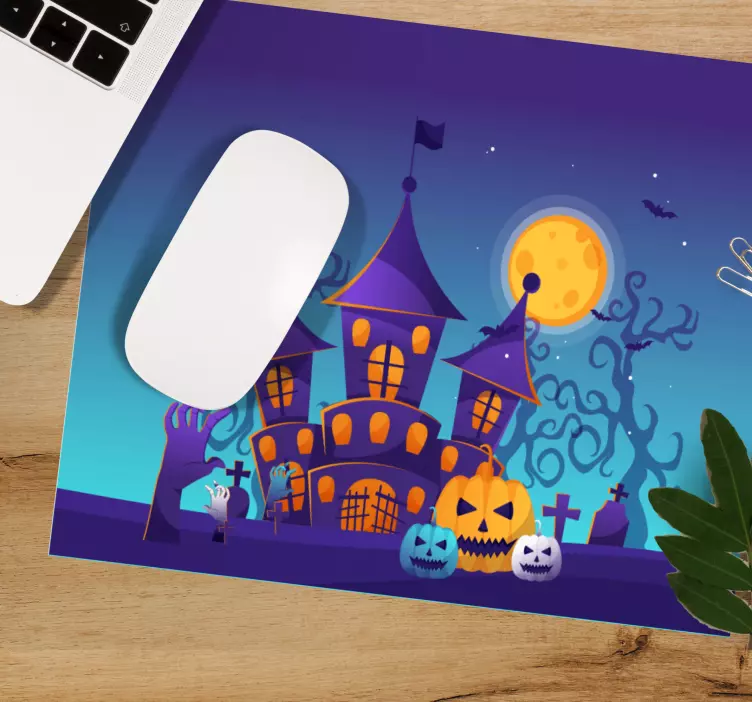 Tappetino mouse di natale castello fantasma di halloween - TenStickers