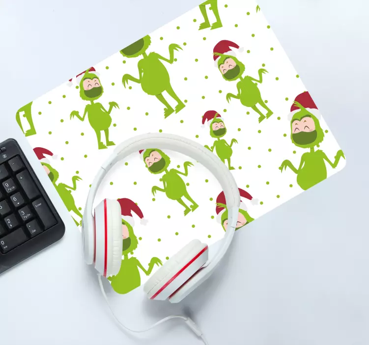 Tappetino mouse di natale personaggio verde allegro - TenStickers