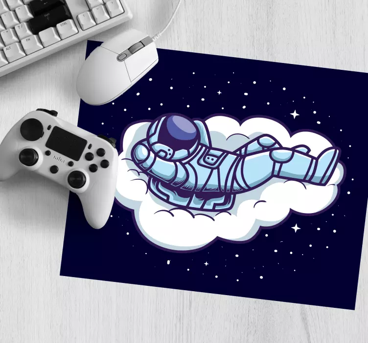 Tappetino mouse gaming astronauta che fluttua tra le nuvole - TenStickers
