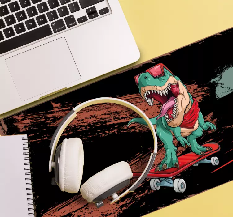 Tappetino mouse gaming avventura del dinosauro skate - TenStickers
