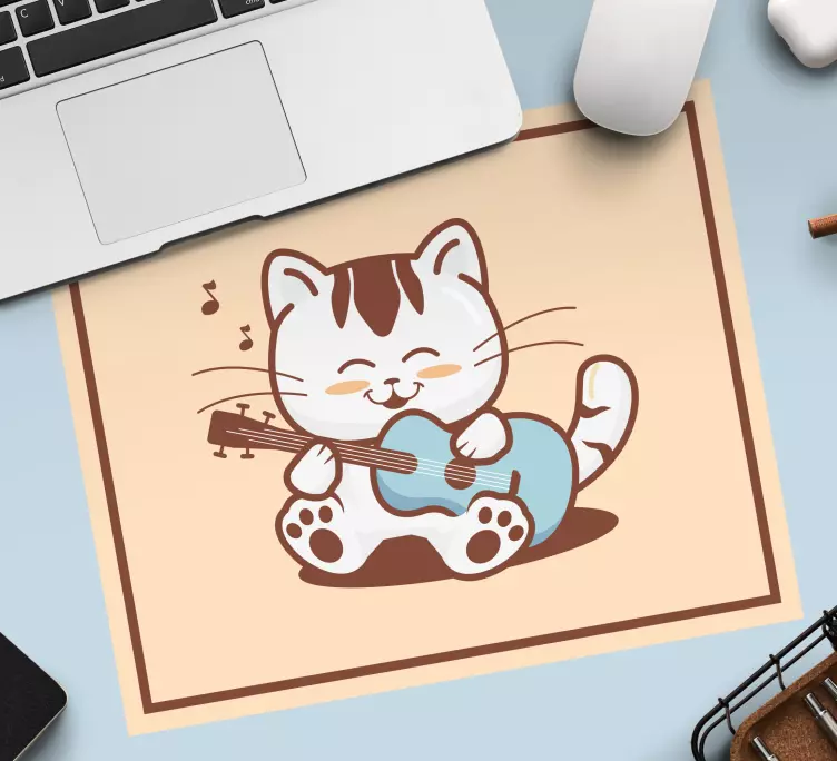 Tappetino mouse gaming gatto carino che suona la chitarra - TenStickers
