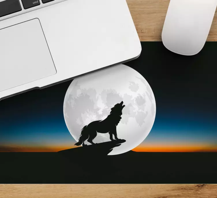 Tappetino mouse gaming lupo che ulula alla luna - TenStickers