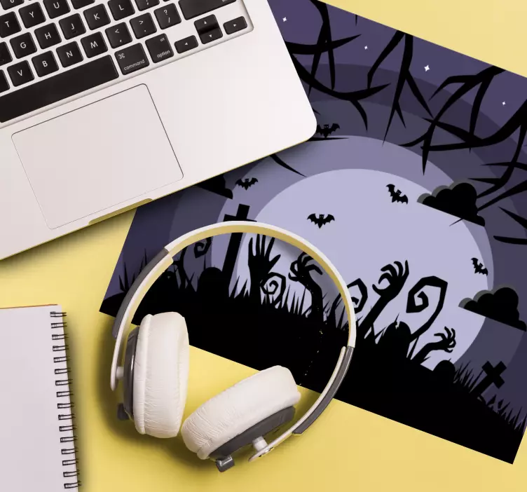 Tappetino mouse gaming scena di cimitero inquietante - TenStickers