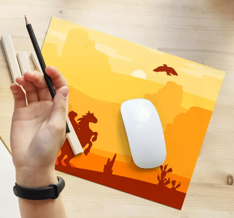 Tappetino mouse gaming silhouette di cowboy - TenStickers