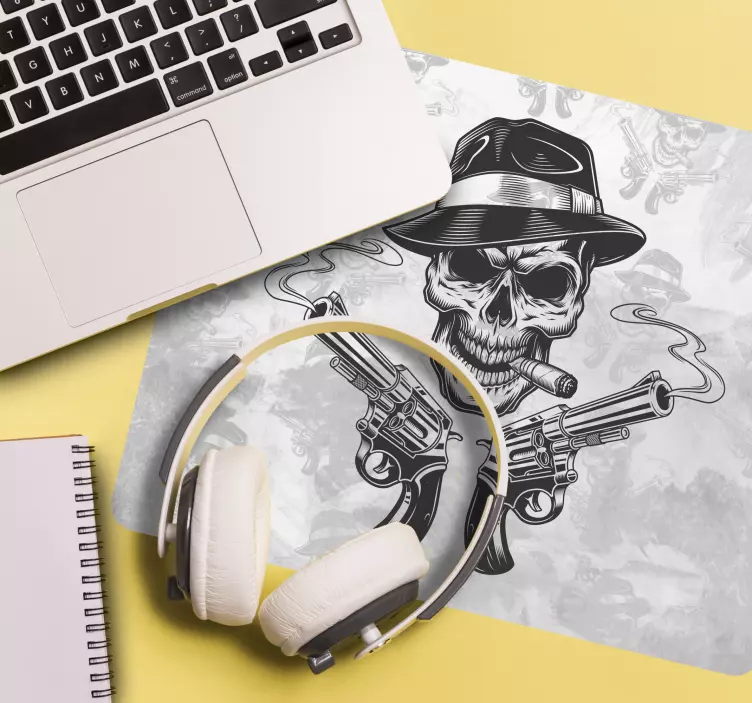 Tappetino mouse gaming teschio con pistole - TenStickers