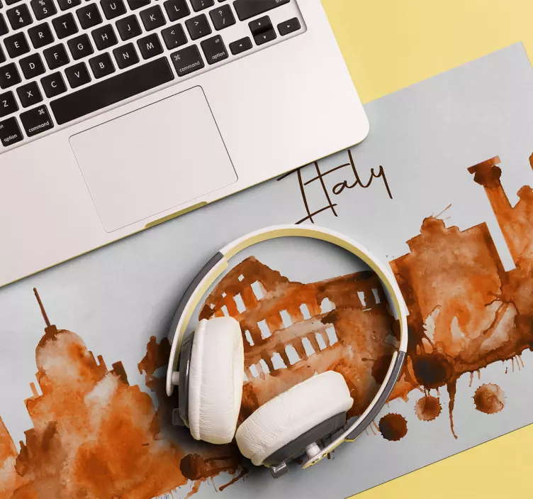 Tappetino mouse mappamondo acquerello skyline italiano - TenStickers
