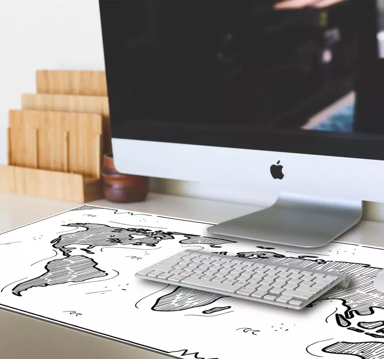 Tappetino mouse mappamondo contorno artistico del mondo - TenStickers