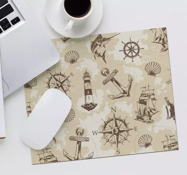 Tappetino mouse mappamondo elementi della bussola - TenStickers