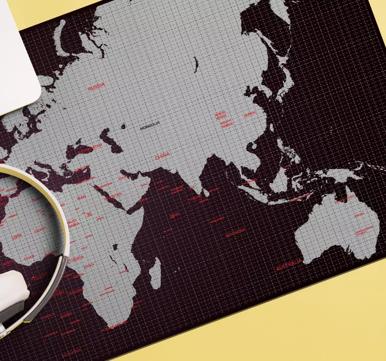 Tappetino mouse mappamondo mappa del mondo dettagliata - TenStickers