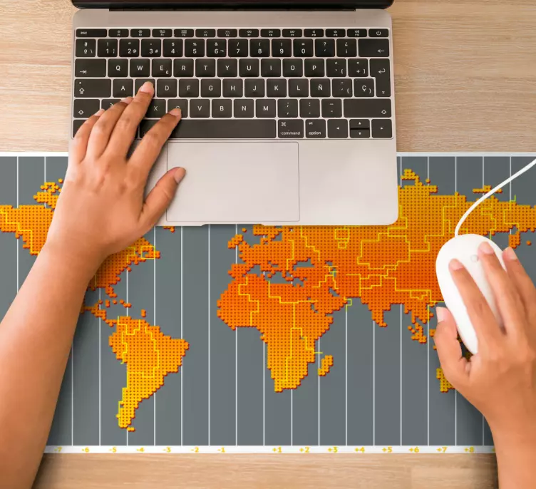 Tappetino mouse mappamondo mappa del mondo pixelata - TenStickers