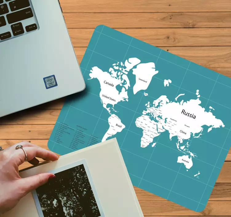 Tappetino mouse mappamondo mappa globale dettagliata - TenStickers
