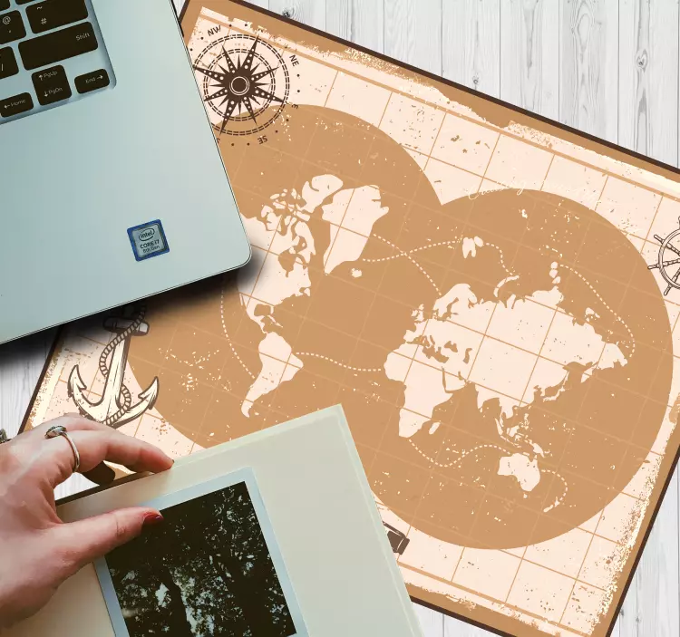 Tappetino mouse mappamondo mappa nautica del mondo - TenStickers