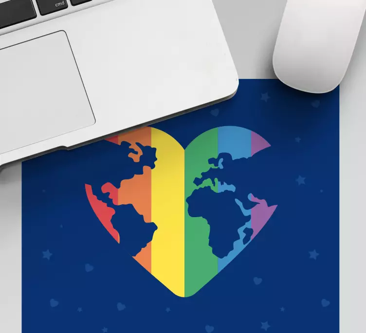 Tappetino mouse mappamondo mondo a forma di cuore - TenStickers