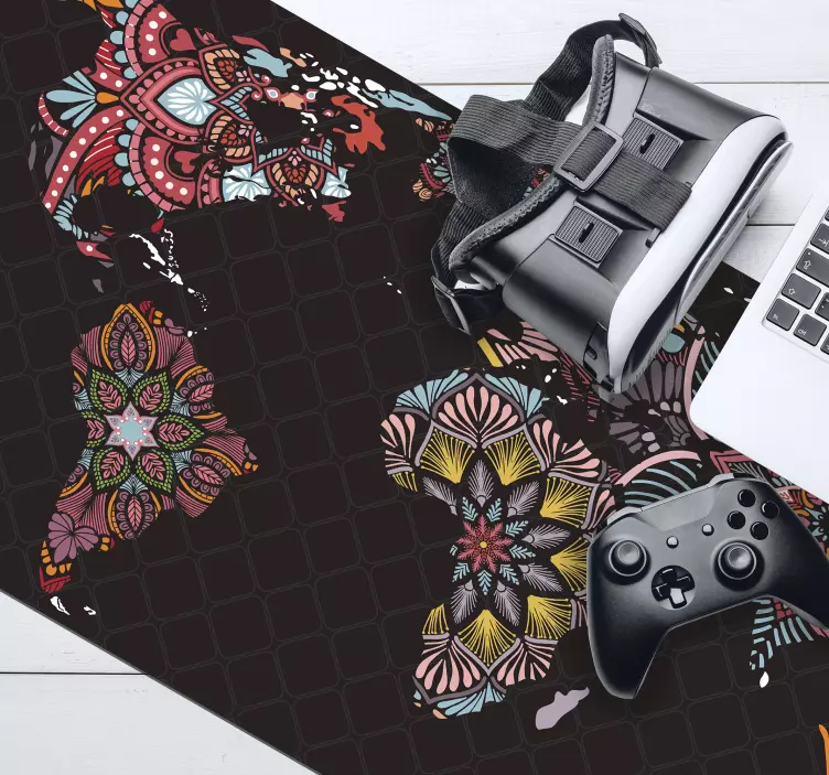 Tappetino mouse mappamondo motivi del mondo colorati - TenStickers