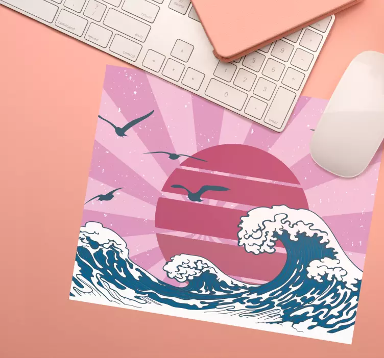 Tappetino mouse mappamondo scena oceano stilizzata - TenStickers