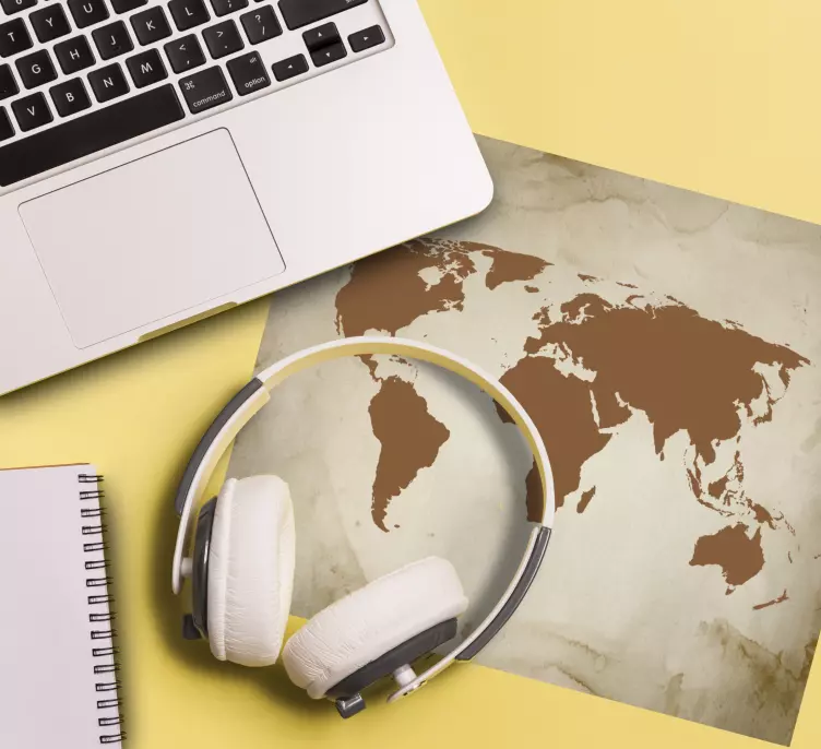 Tappetino mouse mappamondo vintage marrone - TenStickers