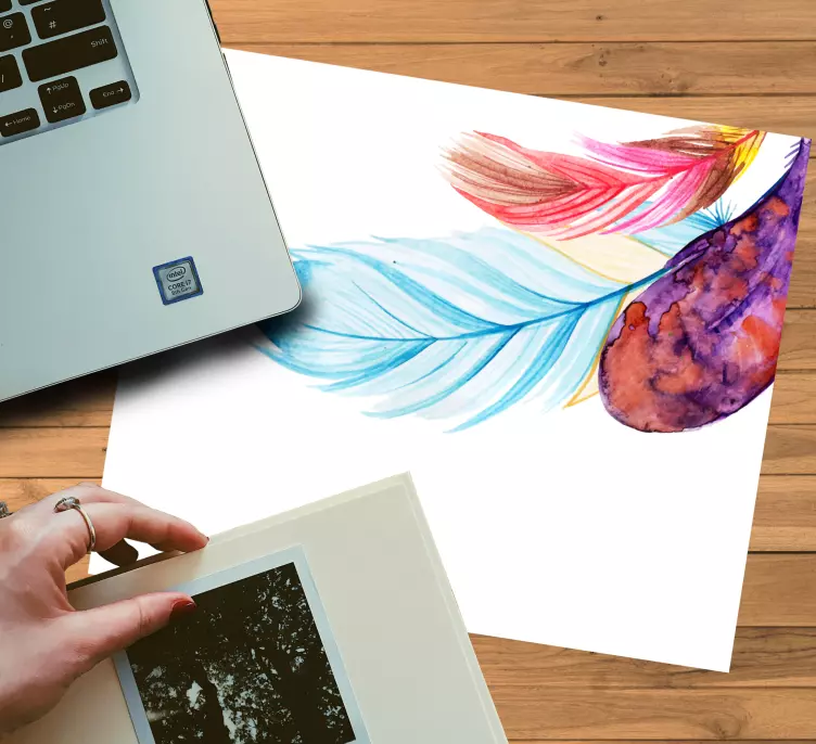 Tappetino mouse originale arte di piume colorate - TenStickers