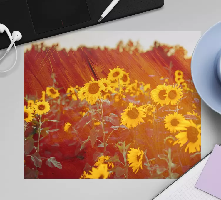 Tappetino mouse originale campo di girasoli vibranti - TenStickers