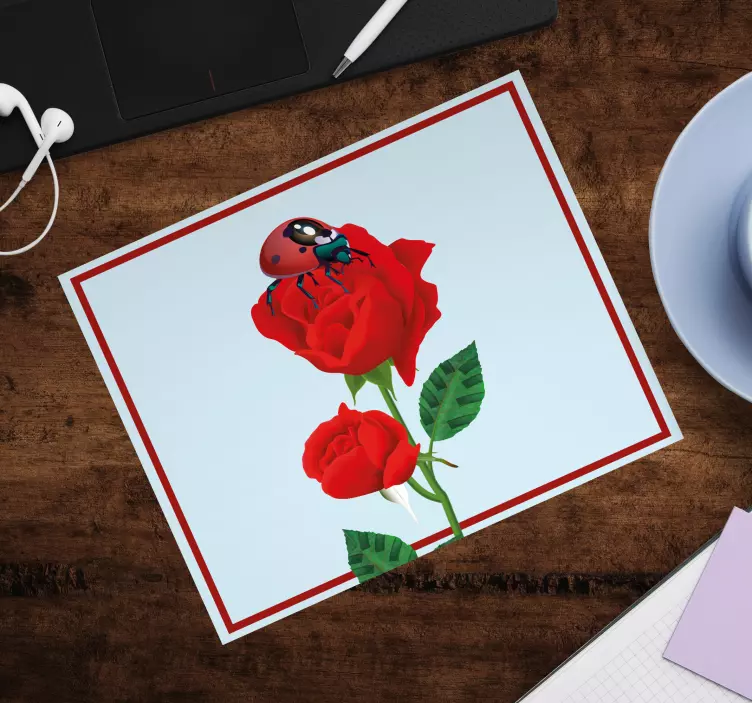 Tappetino mouse originale coccinella su rose - TenStickers
