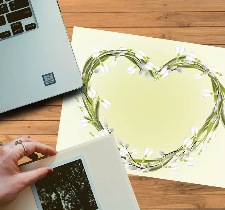 Tappetino mouse originale composizione floreale a cuore - TenStickers