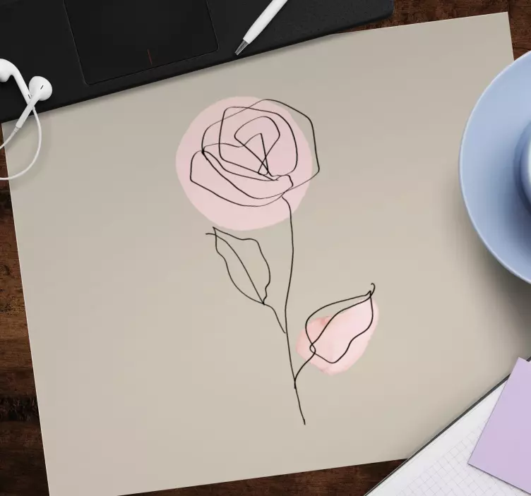 Tappetino mouse originale contorno floreale minimalista - TenStickers