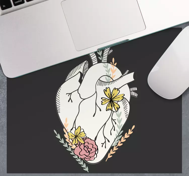 Tappetino mouse originale cuore anatomico floreale - TenStickers