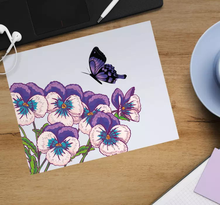 Tappetino mouse originale farfalla floreale viola - TenStickers