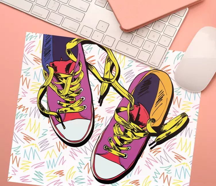 Tappetino mouse originale illustrazione sneaker colorata - TenStickers