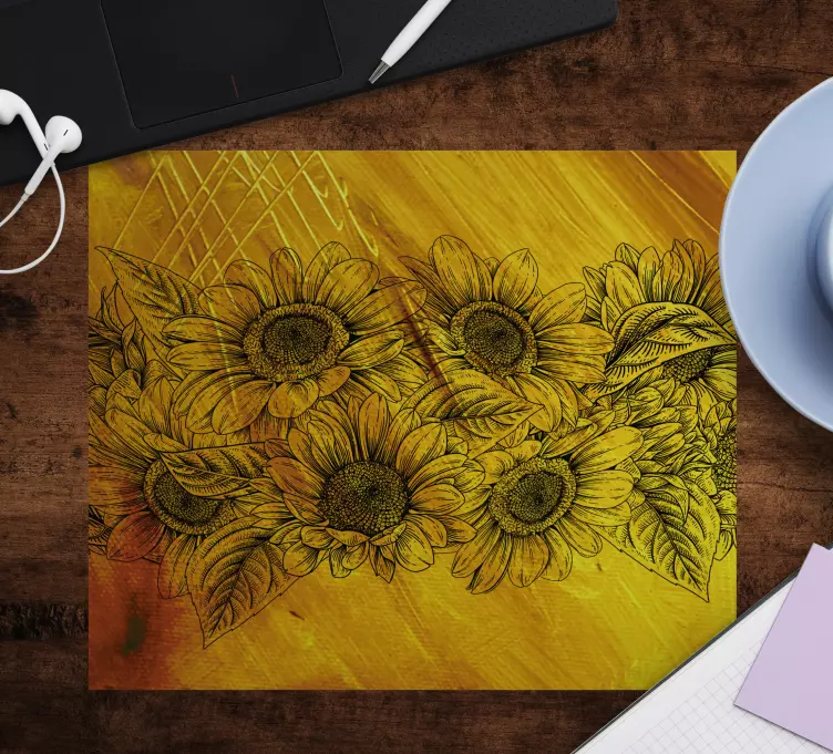 Tappetino mouse originale motivo floreale girasole - TenStickers