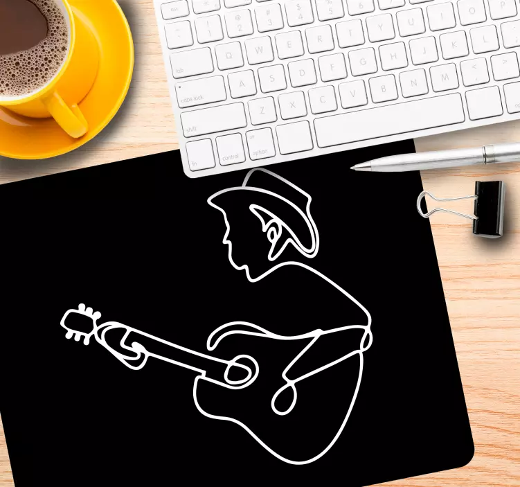 Tappetino mouse originale musicista con chitarra - TenStickers