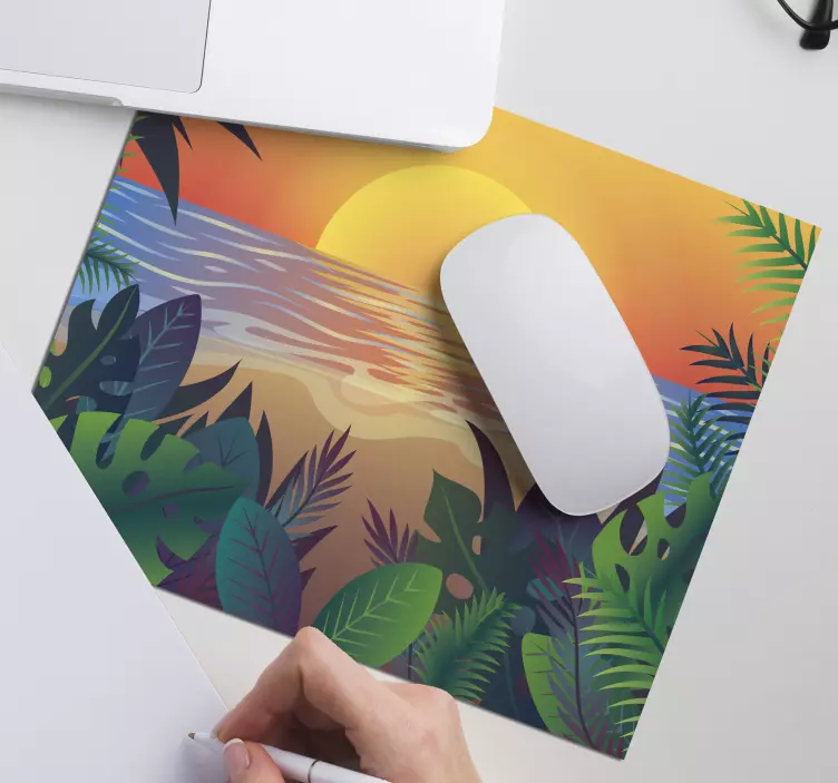 Tappetino mouse originale oasi tramonto tropicale - TenStickers