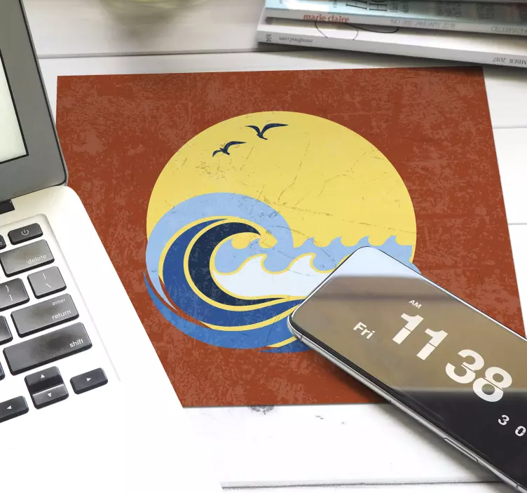 Tappetino mouse originale onde sotto il tramonto - TenStickers