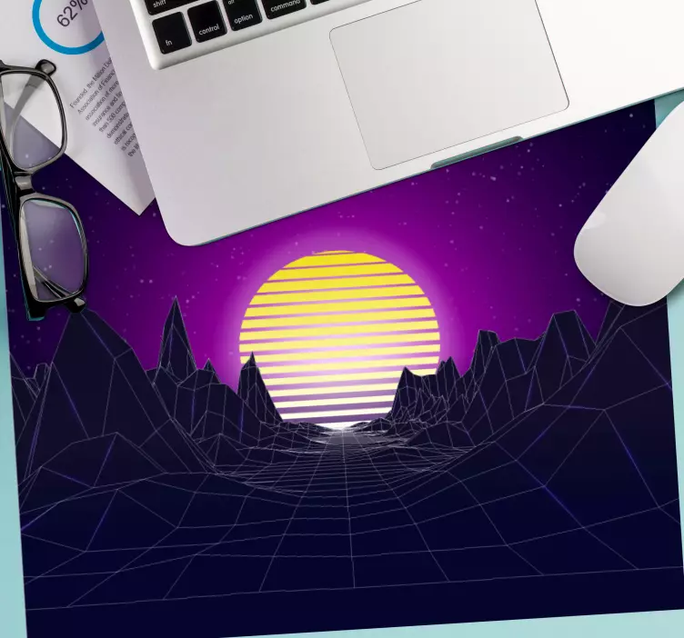 Tappetino mouse originale paesaggio geometrico al tramonto - TenStickers