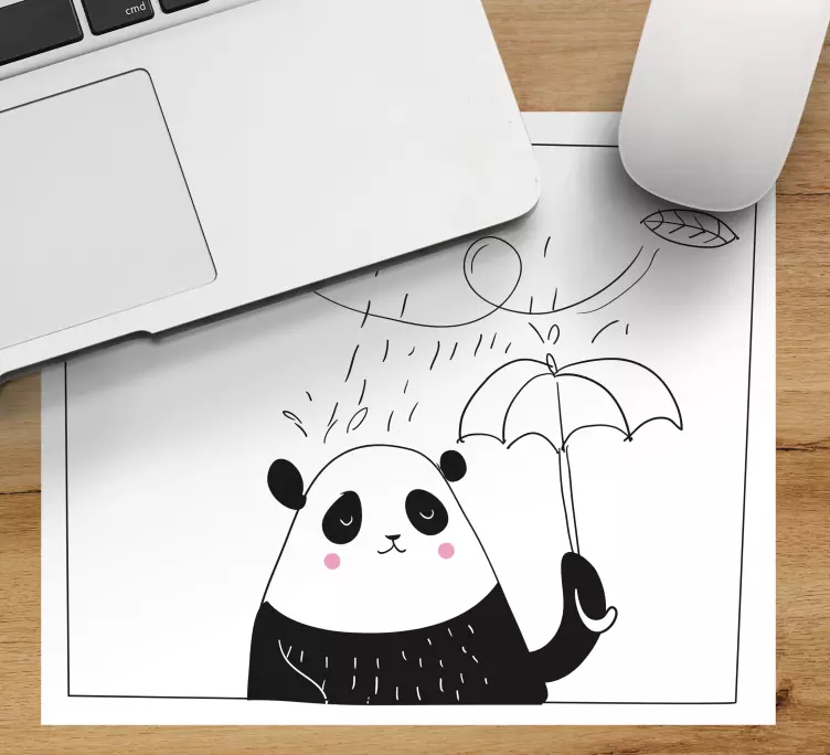 Tappetino mouse originale panda giocoso con ombrello - TenStickers