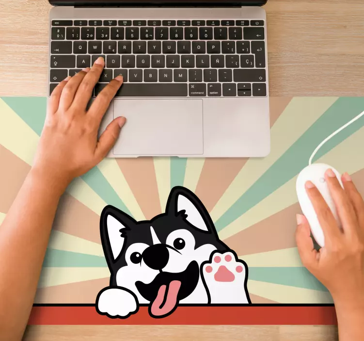 Tappetino mouse originale personaggio huskie giocoso - TenStickers
