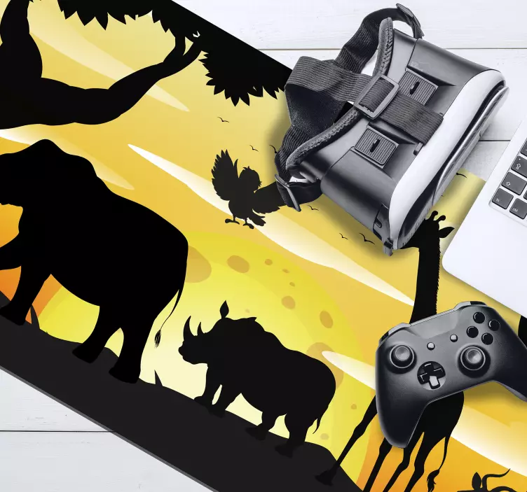 Tappetino mouse originale scena silhouette savana - TenStickers