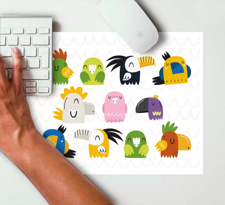 Tappetino mouse originale uccelli cartoni colorati - TenStickers