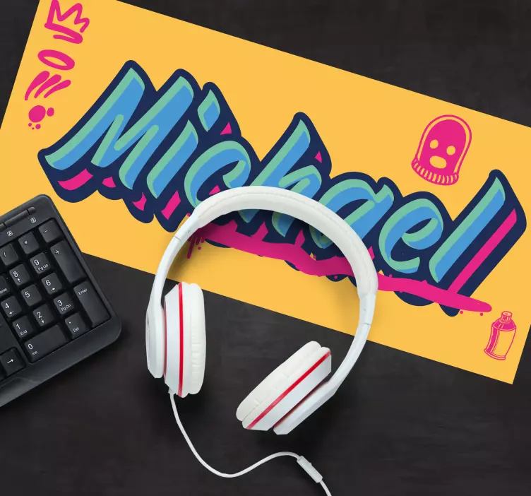 Tappetino mouse personalizzabile design nome colorato - TenStickers