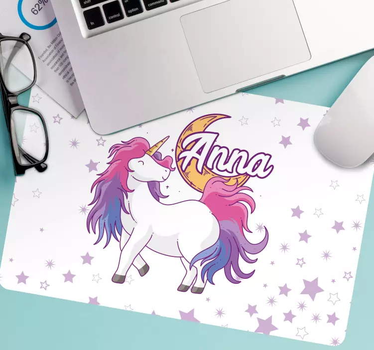 Tappetino mouse personalizzabile design unicorno giocoso - TenStickers