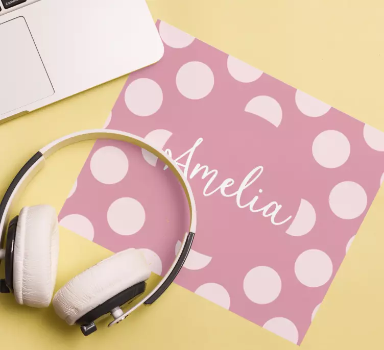 Tappetino mouse personalizzabile pois rosa personalizzati - TenStickers