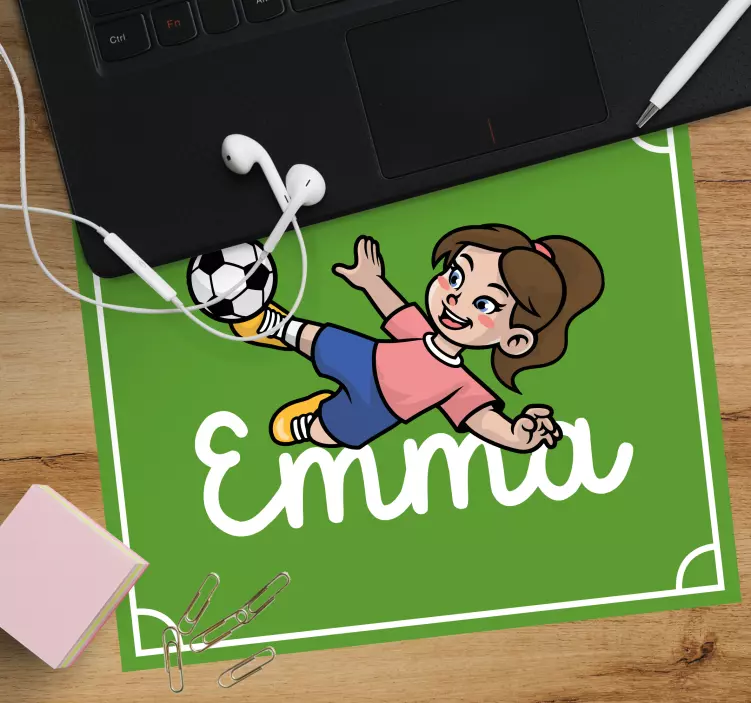 Tappetino mouse personalizzabile ragazza che calcia pallone - TenStickers