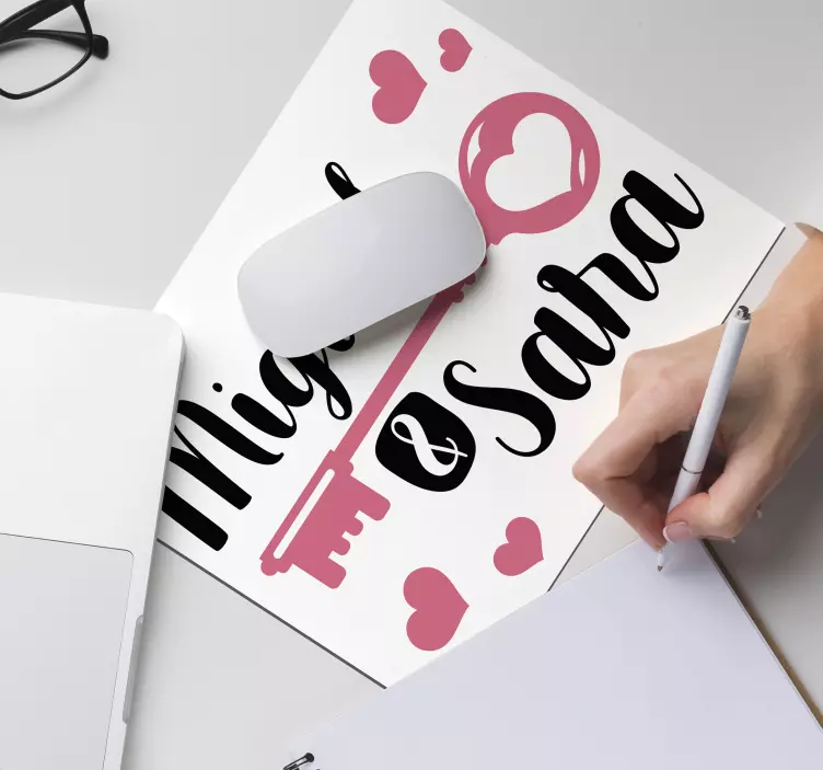 Tappetino mouse personalizzabile storia d'amore chiave - TenStickers