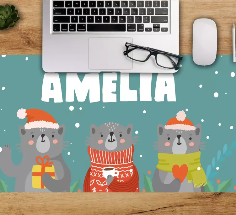 Tappetino mouse personalizzabile trio animali festivi - TenStickers