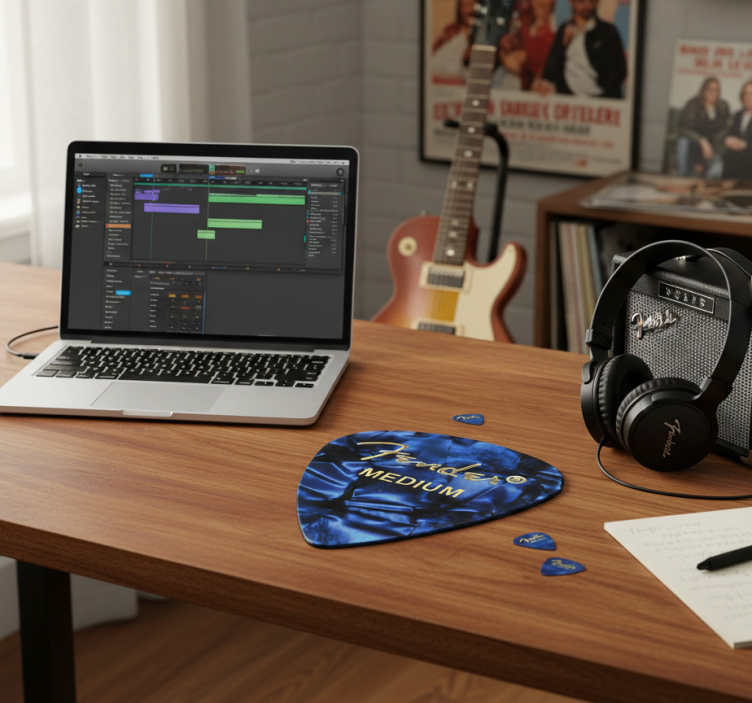 Tappetino mouse plettro chitarra fender blu - TenStickers