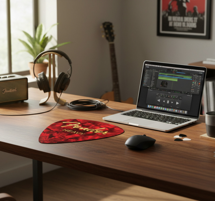 Tappetino mouse plettro chitarra fender rosso - TenStickers