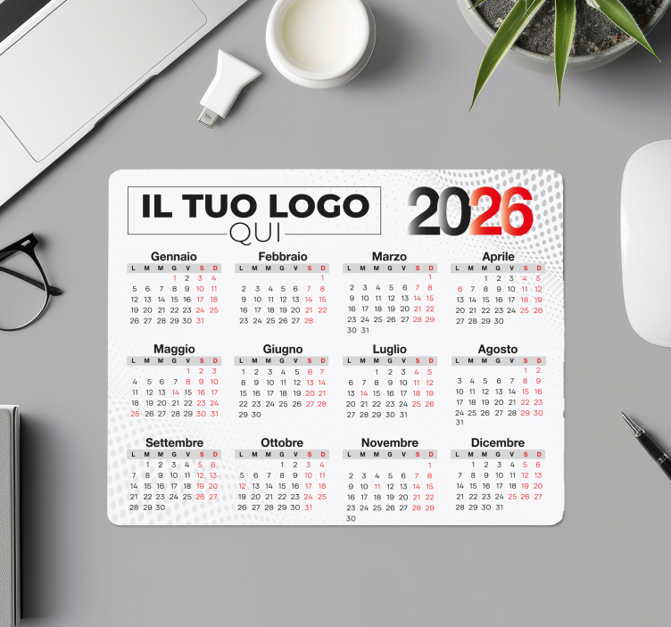 Tappetino mouse personalizzabile calendario 2026 con logo - TenStickers