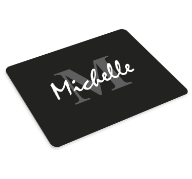 Tappetino per mouse con nome Iniziale nera personalizzata - TenStickers