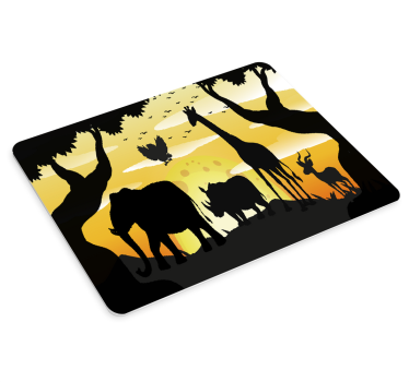 Tappetino mouse originale scena silhouette savana - TenStickers
